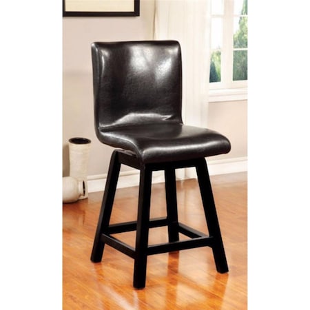 Benzara Hurley 180o Swivel Counter Height Chair, Black, 2PK BM131269